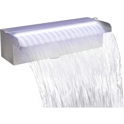 Afbeelding van Zwembadwaterval met LED&#039;s rechthoekig 30 cm roestvrij staal