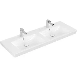 Afbeelding van Villeroy &amp; Boch Subway 2.0 dubbele meubelwastafel wit ceramic+ (130 x
