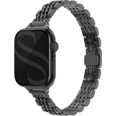 Afbeelding van Selencia Slim Steel Jubilee Inspired schakelbandje voor de Apple Watch Series 1 t/m 9 / SE (38/40/41 mm) 10 (42 Zwart