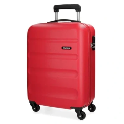 Afbeelding van Roll Road Flex harde koffer van ABS, één materiaal, zijdelingse combinatiesluiting, 4 dubbele wielen, handbagage, praktische binnenkant met een vak, Rood, Cabinekoffer