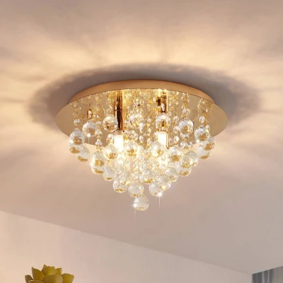Afbeelding van Lindby plafondlamp 4lichts Staal, kristal H: 19 cm G9 goud