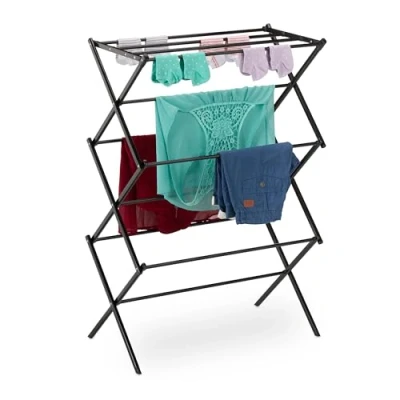 Afbeelding van Relaxdays droogrek inklapbaar tot 25 kg 105x73x37 cm staand zwart