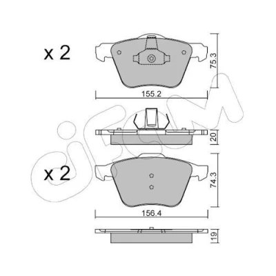 Afbeelding van CIFAM 822 599 1 Remblokkenset Excl. slijtage waarschuwingscontact FORD: MONDEO 4 Turnier, Galaxy Mk2 MPV, VOLVO: V70 3, S80 II, S60 II