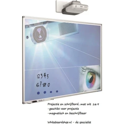 Afbeelding van Projectie en schrijfbord mat wit 120 x 214 cm (16:9)