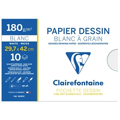Afbeelding van Clairefontaine tekenpapier &#039;Blanc à Grain&#039;, actiepakket