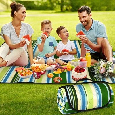 Afbeelding van picknickdeken, 200 x cm, picknickmat met draaggreep, waterdichte picknickdeken voor strand, gazon, park, tuin
