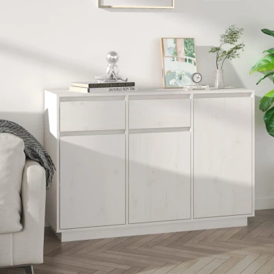 Afbeelding van Dressoir 110x34x75 cm massief grenenhout wit
