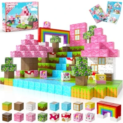 Afbeelding van Annexfun Magnetische blokken 100 eenhoorn bouwstenen Montessori speelgoed voor peuters kerst en verjaardagscadeaus STEM sensorisch meisjes van 3, 4, 9, 10 jaar
