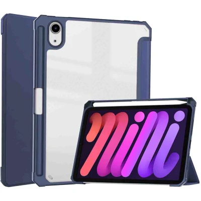 Afbeelding van imoshion Tablet Hoes Geschikt voor iPad Mini 7 (2024) / 6 (2021) Trifold Hardcase Bookcase Donkerblauw /Donkerblauw
