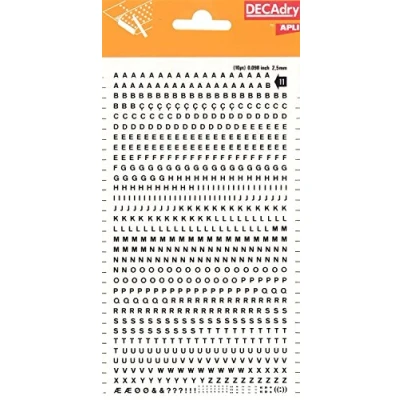 Afbeelding van Apli DD11F 1 x zwarte hoofdletters transferbrief 2,5 mm 730 tekens