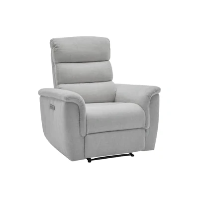 Afbeelding van Vente unique Elektrische relaxfauteuil van lichtgrijze stof CARTASIA L 95 cm x H 104 D 94