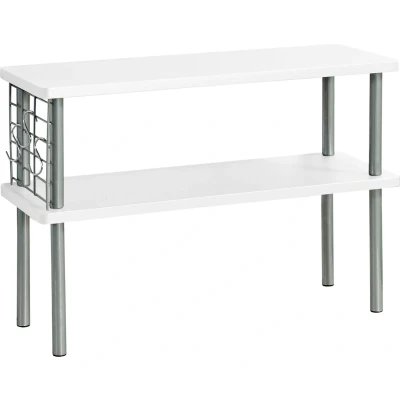 Afbeelding van Kesper Keuken aanrecht etagiere 2 niveaus hout/metaal rekje/organizer 55 x 20 38 cm wit verhoger