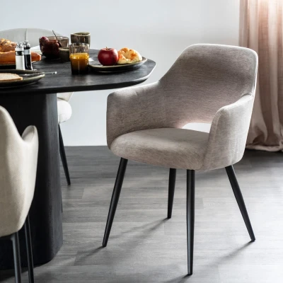 Afbeelding van Eetkamerstoel Esmee met armleuning beige