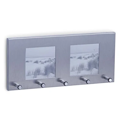 Afbeelding van sleutelrek zilver voor 5 Sleutels en 2 foto vensters 29 cm Zeller Huisbenodigdheden ophangen Sleutelrekjes Decoratief