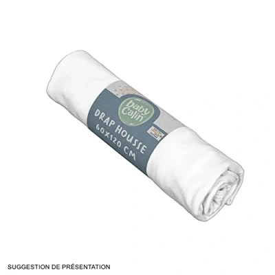 Image de BabyCalin Drap housse 60x120x15cm Blanc certifié OEKO TEX
