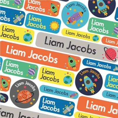 Afbeelding van 50 stuks naambordjes zonder strijken voor kinderen, kleding, drinkflessen, schooluniformen, school, kleuterschool, foyer, wasbaar en vaatwasmachinebestendig, ruimte (personaliseerbaar)