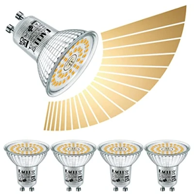 Afbeelding van EACLL GU10 led lamp, 6 W, continu dimbaar, komt overeen met 80 W halogeenlampen, 4 stuks, warmwit, 3000 K, 585 lm, AC 230 V, geen flikkerende reflectorlamp, brede stralingshoek 120 graden, spots