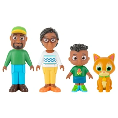 Afbeelding van CoComelon Cody&#039;s Family Set van 4 figuren familie en vrienden Inclusief Cody, Mom, Dad Pickles the Cat Speelgoed voor kinderen, zuigelingen kleuters