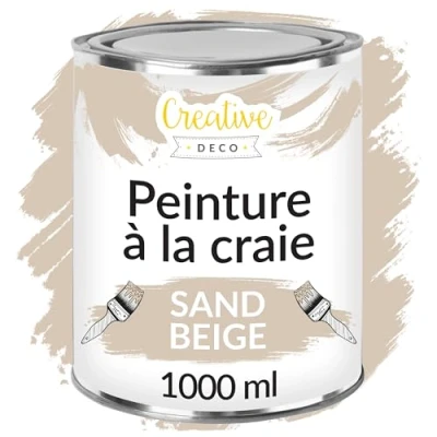 Afbeelding van Creative Deco 1000 ml Beige Krijt Verf Mat en Wasbaar Perfect voor Renovatie, Decoratie Decoupage van Meubels Egen Gradient Effect Mogelijk