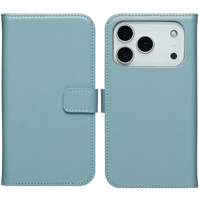 Afbeelding van Selencia Echt Leren Bookcase voor de Apple iPhone 17 Pro Air Blue