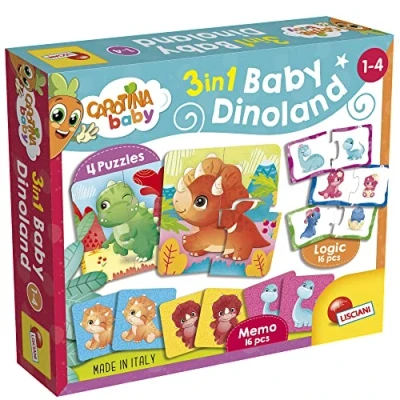 Afbeelding van Lisciani Baby Dinoland 3 spellen in 1 educatieve spelletjes puzzels memo logica dinosaurusspellen voor kinderen van tot 4 jaar Carotina