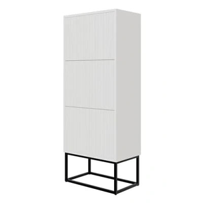 Afbeelding van Selsey VELDIO Drie laagse schoenenkast zwarte poten 50 cm Wit