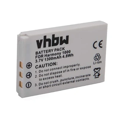 Afbeelding van vhbw Batterij compatibel met Logitech Harmony 1100i Remote, 1100 1000 afstandsbediening (1300 mAh, 3,7 V, Li ION)