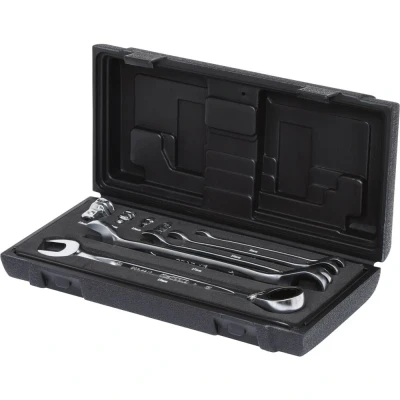 Afbeelding van KS TOOLS 503.4650 Set ratelringsteeksleutels 72 19, 8 Chroom vanadium staal Met adapter