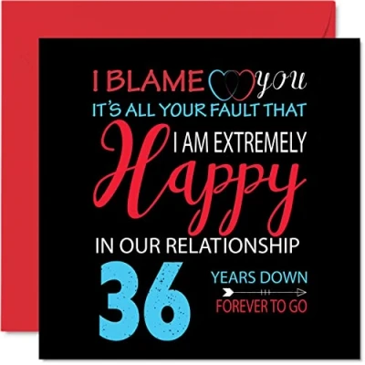 Afbeelding van Grappige kaart voor 36e trouwdag echtgenoot en vrouwen, Your Fault I&#039;m Extreme Happy verjaardagskaart partner, 145 mm x de 30e verjaardag