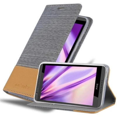 Afbeelding van Cadorabo Hoesje geschikt voor HTC Desire 820 in LICHTGRIJS BRUIN Beschermhoes met magnetische sluiting, standfunctie en kaartvakje Book Case Cover Etui