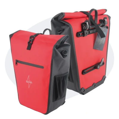 Afbeelding van Voltano Luxe E bike Fietstas 28L Rood / Zwart Pakaftas Met Laptop vak 100% Waterdicht
