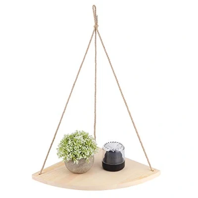 Afbeelding van muur opknoping plank decor, decoratieve houten planken rustieke hoek met hennep touw voor slaapkamer woonkamer