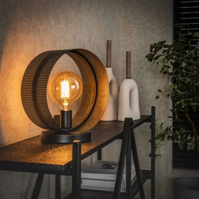 Afbeelding van Hoyz Collection Tafellamp 1L Ring Geperforeerd Charcoal