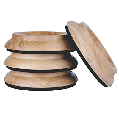 Afbeelding van KingPoint Pianoonderzetters, meubelonderzetters van hardhout, set 4 eiken naturel