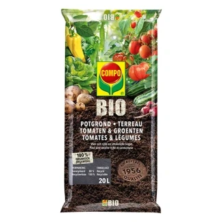 Afbeelding van COMPO Bio Potgrond Tomaten &amp; Groenten 100% organisch incl. organische meststof voor een rijke en smakelijke oogst zak 20L