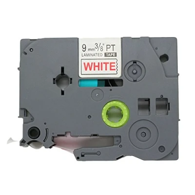 Afbeelding van BROVACS Labeltape rood op wit compatibel met Brother P Touch TZ 222 TZe 9 mm OPA1122B