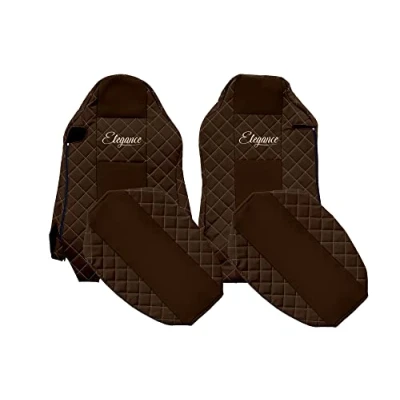 Afbeelding van F CORE vrachtwagen accessoires Stoelhoezen compatibel voor MAN TGX 01.07 03.20 Driver ISRI Passagier Verschillende stoelen Bruin