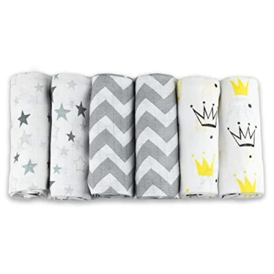 Afbeelding van FENSILO Grijs Set van 6 chiffondoeken 70 x 80 cm Made in EU gecertificeerd vrij schadelijke stoffen voor babyjongens en meisjes