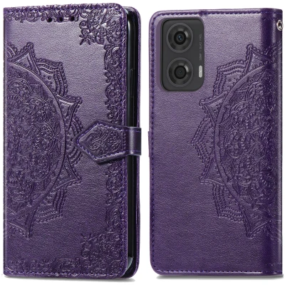 Afbeelding van iMoshion Hoesje Geschikt voor Motorola Moto G24 / G04 Met Pasjeshouder Mandala Bookcase Paars