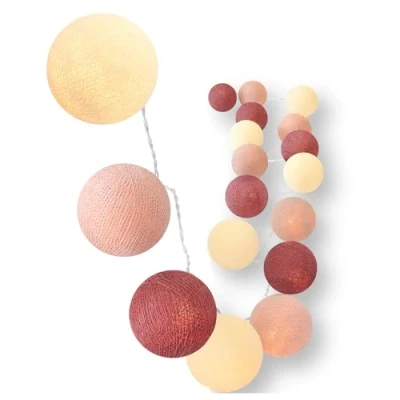 Afbeelding van Creatieve LED lichtketting met katoenen ballen timer en nachtlamp modus (rozen tuin, 35 ballen)