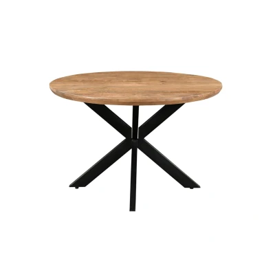 Afbeelding van Livingfurn Eetkamertafel Jesper Round 120cm Mangohout / Gecoat Staal