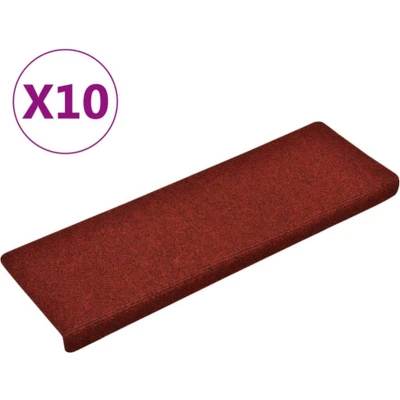 Afbeelding van Trapmatten 10 st 65x21x4 cm naaldvilt bordeauxrood