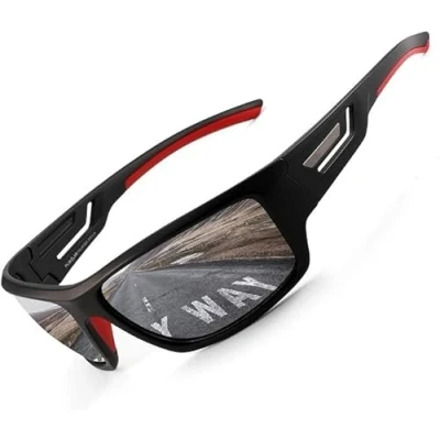 Afbeelding van PUKCLAR Lunettes de soleil Hommes Polarisées Léger TR90 Frame UV400 Spring Hinges Sunglasses, C3 Noir / Bleu Miroir Cat 3, L