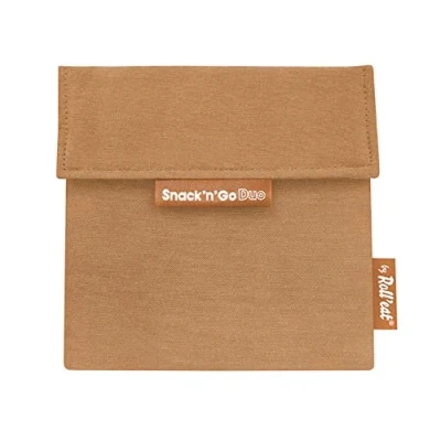 Afbeelding van Roll&#039;eat ® Herbruikbare boterhamhouder, milieuvriendelijke BPA vrije tas, sandwichhouder, bruine kleur Snack&#039;n&#039;Go Duo Nature
