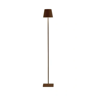 Afbeelding van Zafferano, Lampada Poldina L, oplaadbare en draadloze vloerlamp met touch bediening, geschikt voor woonkamer buiten, dimmer 2200 3000 K, in hoogte verstelbaar 52 122 cm, kleur Corten