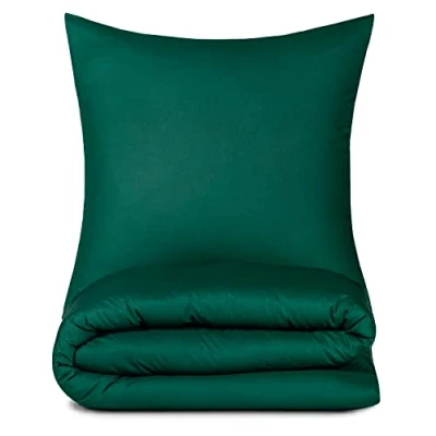 Afbeelding van Alreya Renforcé dekbedovertrek 100% katoen 200 x 220 cm beddengoed met 2 kussenslopen 80 cm, ritssluiting, bosgroen