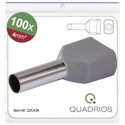 Afbeelding van Quadrios 22C438 Dubbele adereindhulzen 4 mm² Deels geïsoleerd Grijs 1 set(s)