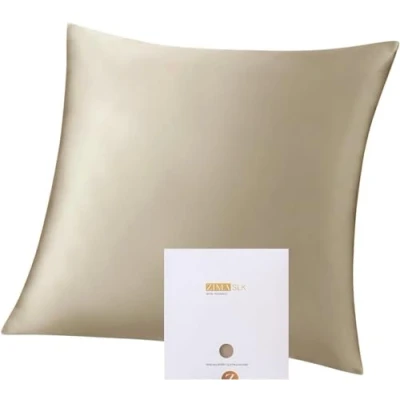 Afbeelding van Zimasilk Kussensloop van 100% moerbeizijde, voor haar en huid, 19 momme zijde aan beide kanten, 1 stuk (80 x 80 cm, taupe)