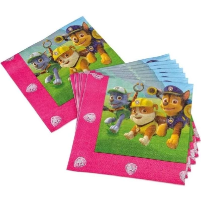 Afbeelding van Paw Patrol servetten roze 33x33cm 20 stuks