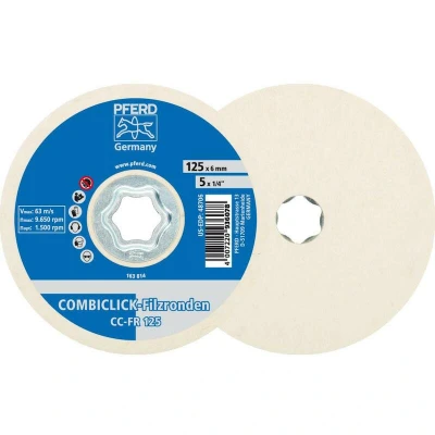 Afbeelding van PFERD 42003025 Combiclick viltschijf CC FR Ø 125 mm voor en hoogglanspolijsten met haakse slijpers Diameter 125 mm
